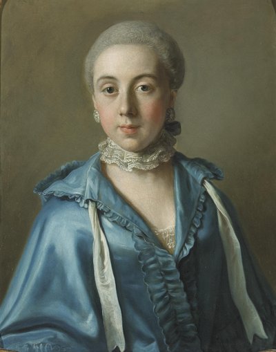 Egy kék ruhás és csipkegalléros hölgy portréja alkotó: Jean Étienne Liotard
